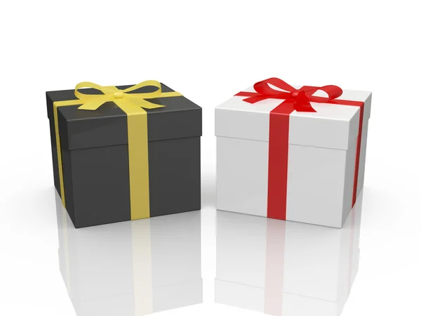 Scatole regalo in bianco e nero — Foto Stock