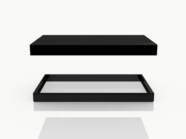 Черный открытый прямоугольник подарочной коробки — стоковое фото