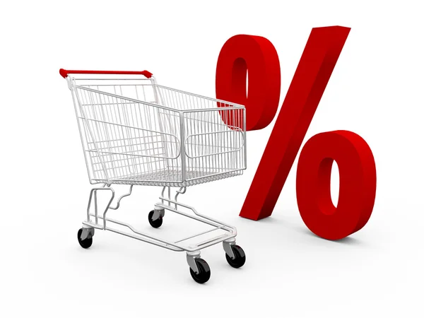Carrinho de Compras e Percentagem de Símbolo — Fotografia de Stock