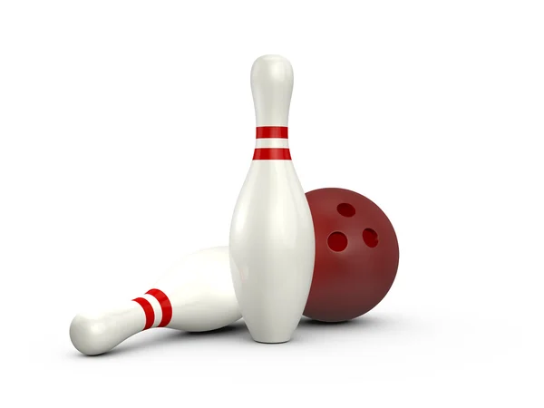 Bowlingové špendlíky a koule — Stock fotografie