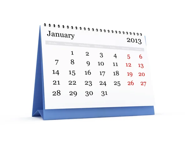 Calendario de escritorio, enero de 2013 — Foto de Stock