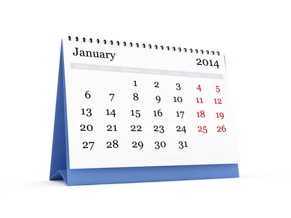 Stolní kalendář, leden 2014 — Stock fotografie