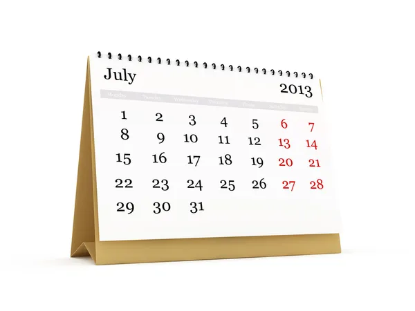 Desk Calendar, Julho de 2013 — Fotografia de Stock