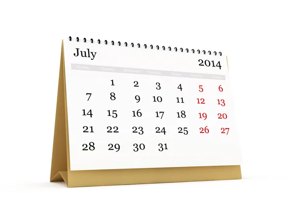 Desk Calendar, Julho de 2014 — Fotografia de Stock