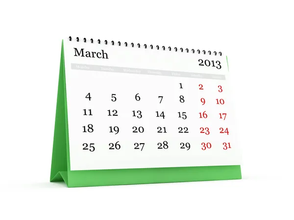 Schreibtischkalender März 2013 — Stockfoto