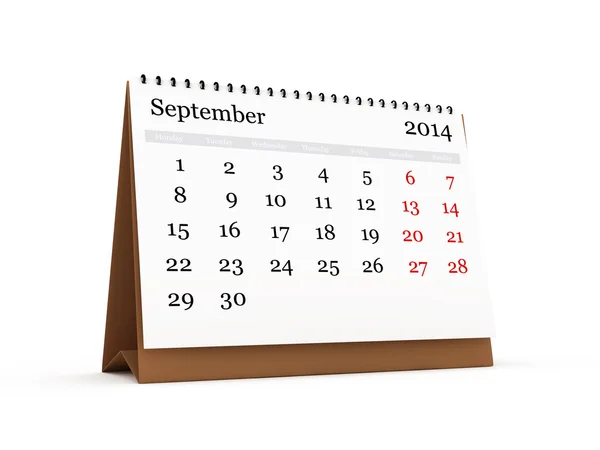 Calendario de escritorio, septiembre de 2014 — Foto de Stock
