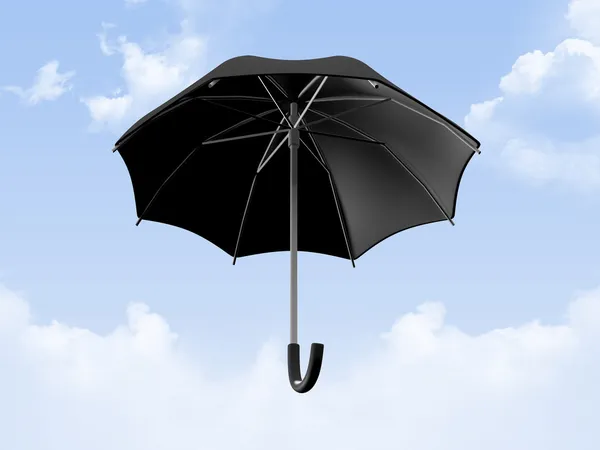 Ombrello nero contro il tempo nuvoloso — Foto Stock