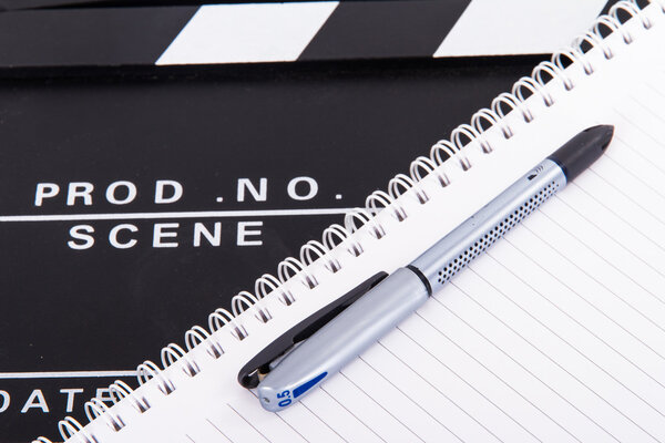 Cinema Clapper Board and Notebook