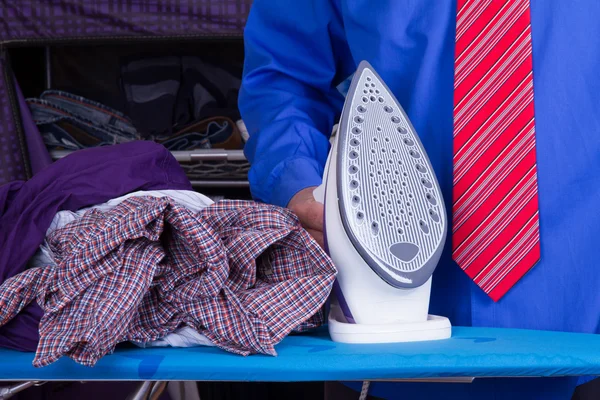 Businessman Ironing Clothes — Stock Photo, Image