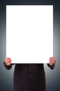 adam tutarak boş poster