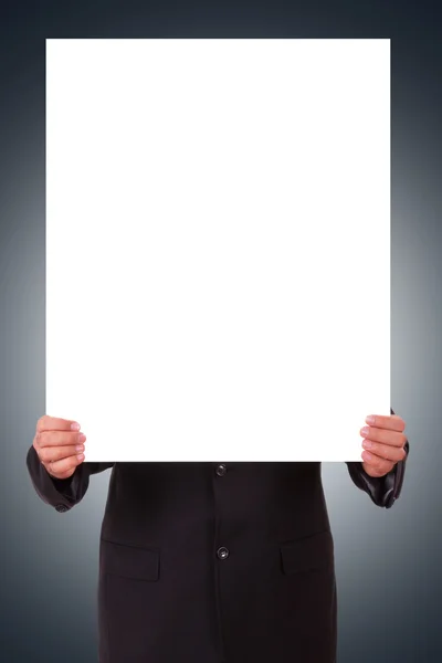 Hombre sosteniendo cartel en blanco —  Fotos de Stock