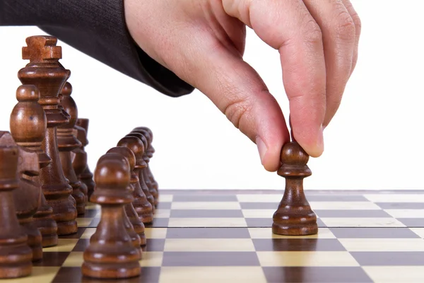 Hand Moving Pawn Forward — Stock Photo, Image