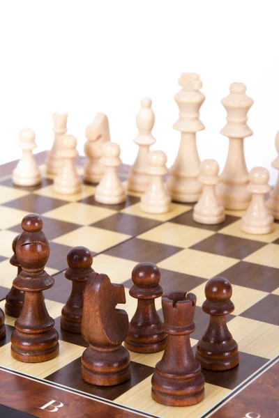 Набор шахматных фигур на перспективу — стоковое фото