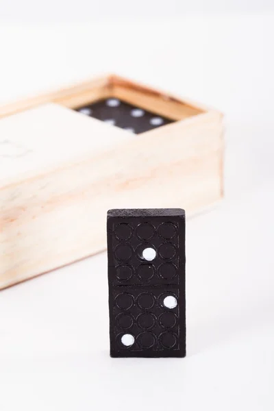 Domino in scatola di legno — Foto Stock