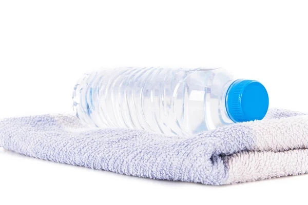 Plastic Water Bottle on Towel — Stock Photo, Image