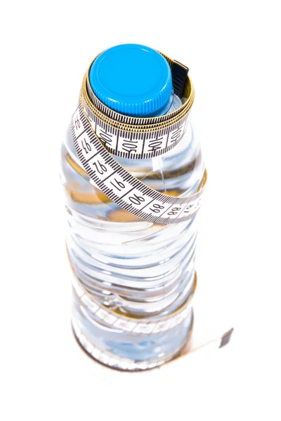 Medida de garrafa e fita de água — Fotografia de Stock
