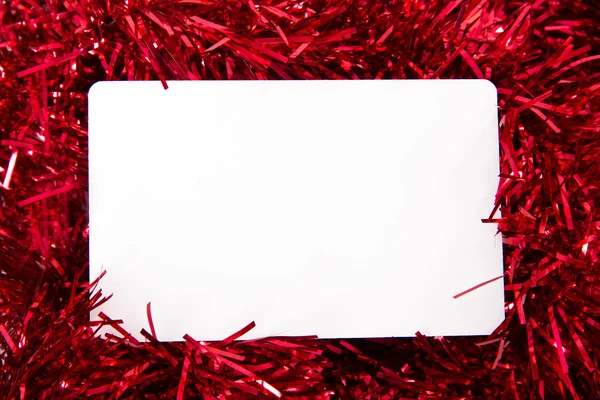 Tarjeta en blanco sobre adornos de Navidad — Foto de Stock