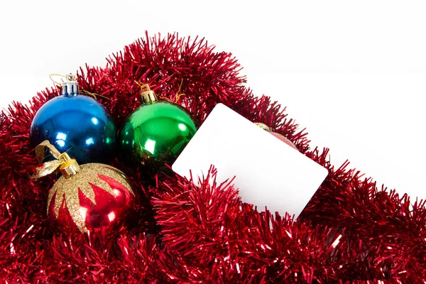 Рождественские украшения и чистая карточка — стоковое фото