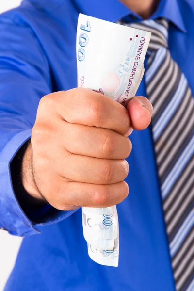 Hand Squeezing Banknote — Stock Photo, Image