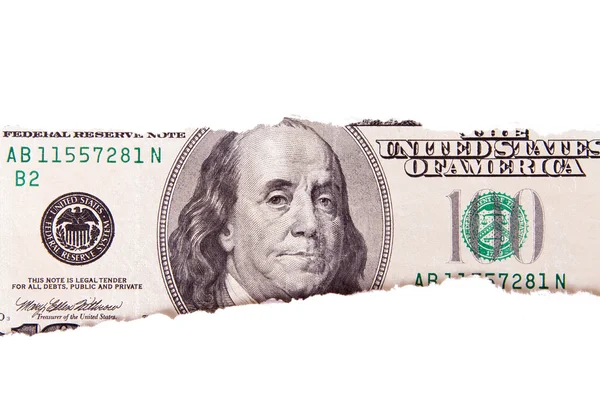 Dollar Bill and Teared Papers — Stock Photo, Image