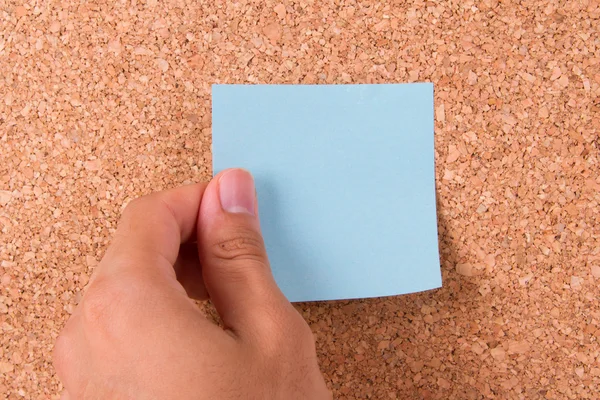 Hand and Sticky Post It Note — Stock Photo, Image