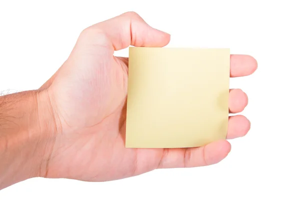 Hand bedrijf post-it — Stockfoto