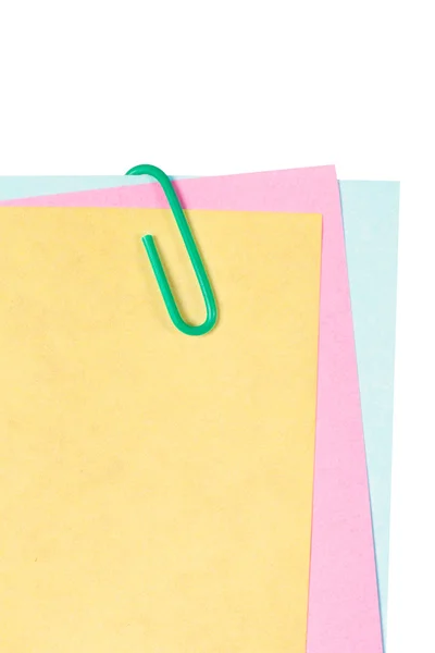 Clip de papel con coloridos postes pegajosos — Foto de Stock