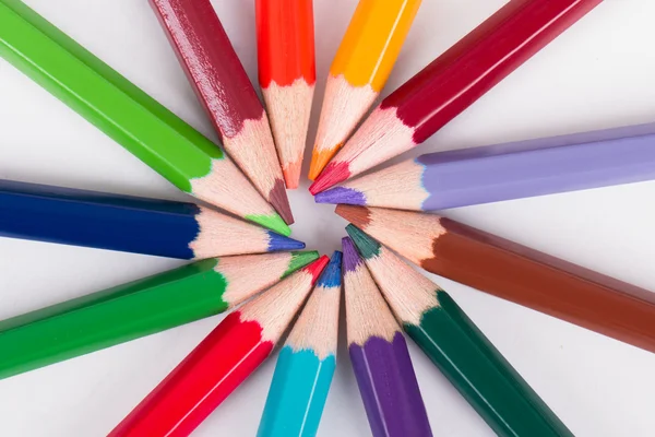 Crayons colorés avec forme ronde — Photo