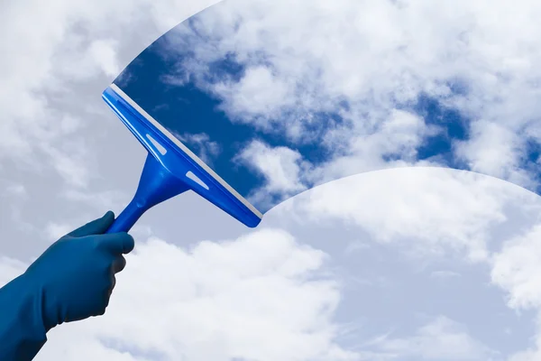 Hand reinigen van lucht — Stockfoto