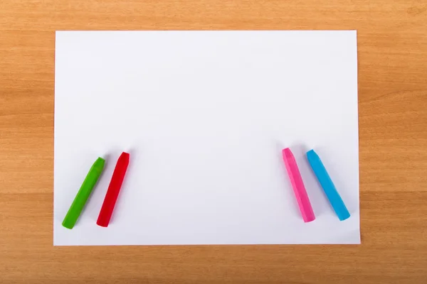 Paper and Colorful Chalk Pastels — Stock Photo, Image