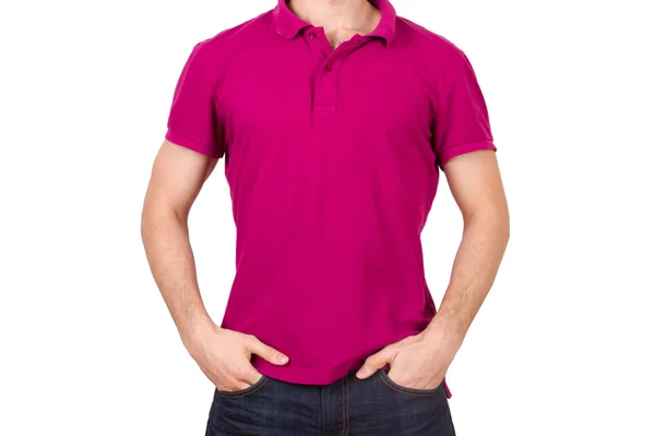Red Tshirt on Young Man — Stock Photo, Image