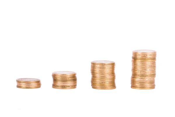 Coins in  Growth Chart — Stock Photo, Image