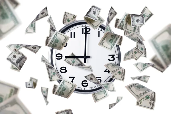 Wall Clock and Dollar Banknotes — Stock Photo, Image