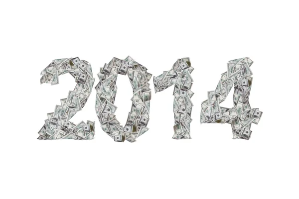 Jaar 2014 met dollar bankbiljetten — Stockfoto