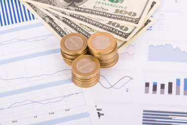 sikke ve Doları banknot çubuk grafik grafik