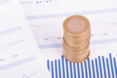 sikke üzerinde grafik grafikler ve finansal veri