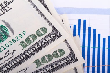 Doları banknot grafik grafikler üzerinde