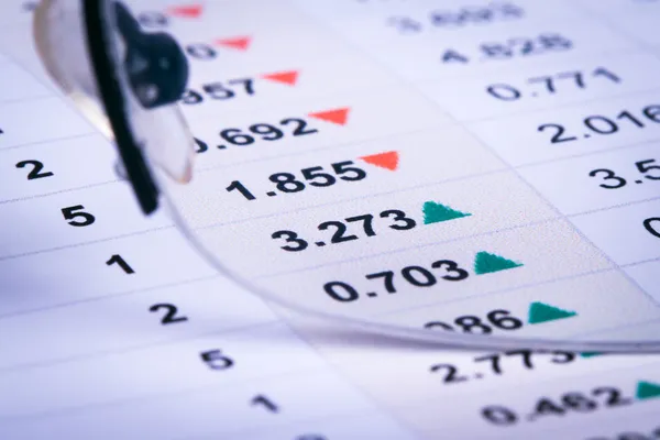 Grafici e analisi dei grafici a barre dei dati finanziari — Foto Stock