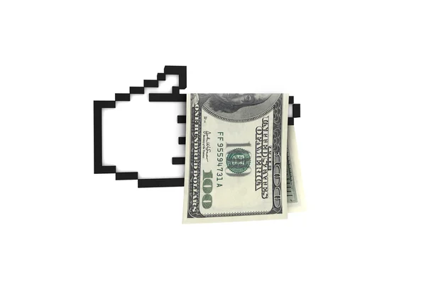 Billet Dollar sur le curseur de main — Photo