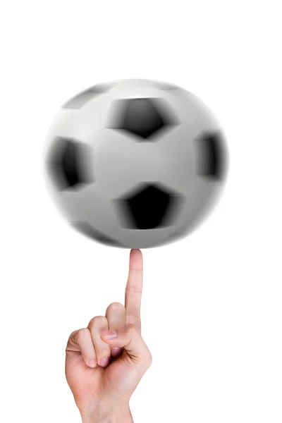Football on Index Finger — Stock Photo, Image
