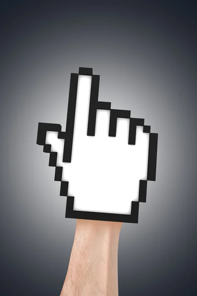 A valódi emberi kéz alakú az egérmutató — Stock Fotó