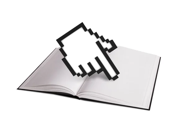 Open Book and Hand Cursor — Stock Photo, Image