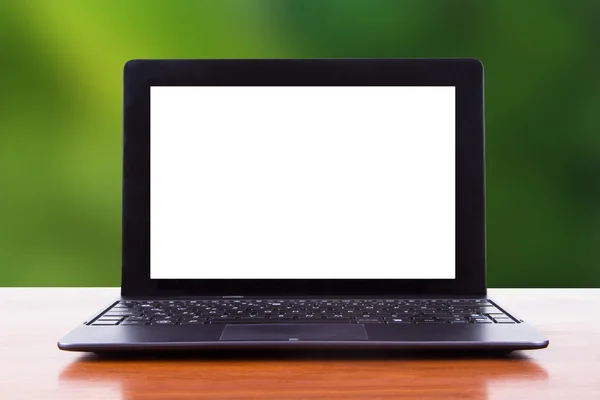 Laptop Tablet com fundo natural — Fotografia de Stock