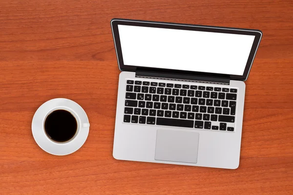 Laptop Mock Up with Coffee — Stock Photo, Image