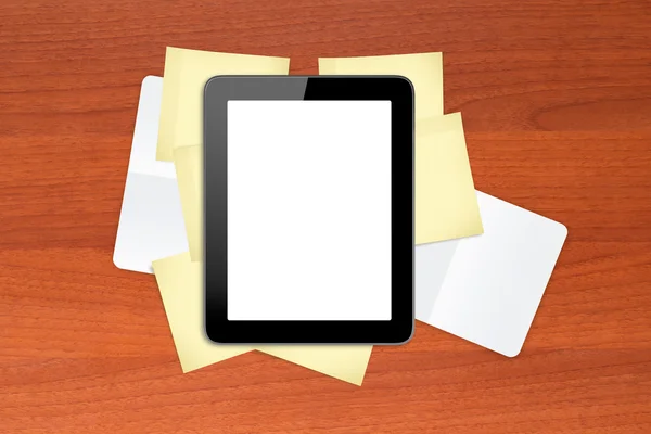Tablet on Sticky Posts and Note Books — Stock Photo, Image