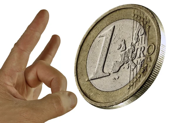 1 euro coin flying — Stock Photo, Image