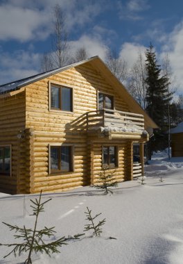 Kışın ahşap ev