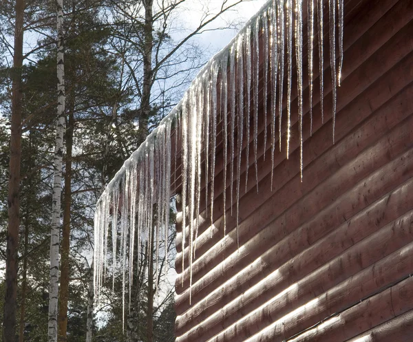 Casa in legno in inverno — Foto Stock