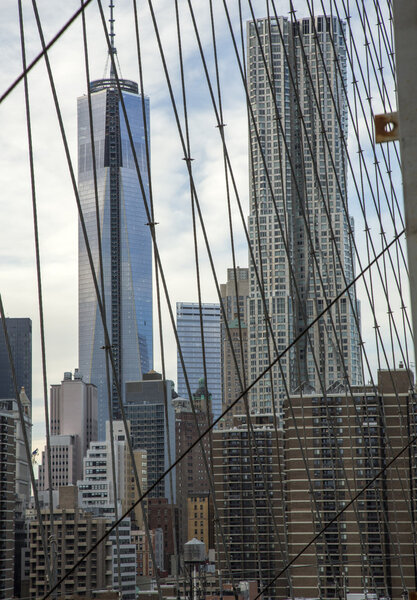 Brooklyn bridge, new york, manhattan, skyscrapers