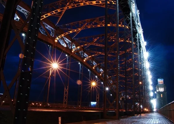 Büyük Petro Bridge, st petersburg, gece — Stok fotoğraf